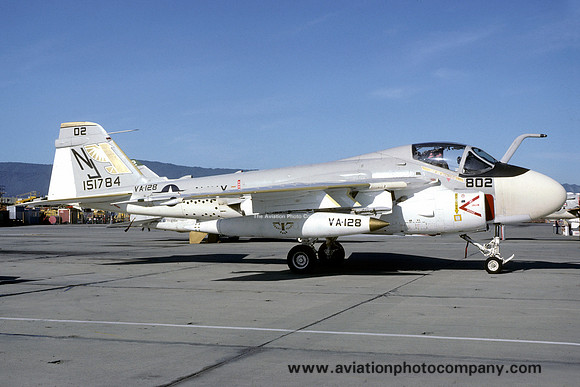 US Navy VA-128 Grumman A-6E 151784/NJ802 at Moffett Field (1981)