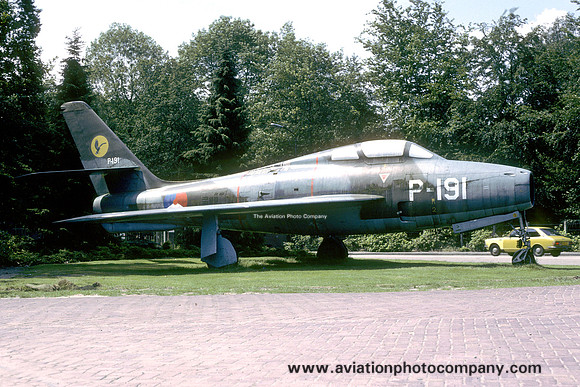 Dutch Air Force Republic F-84F P-191 displayed at Gilze Rijen (1987)