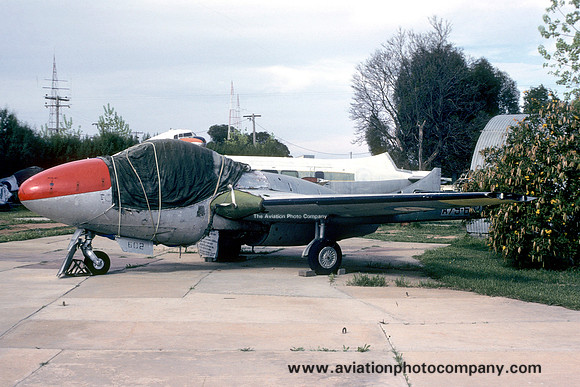 RAAF De Havilland Vampire T.35 A79-602 stored at Mildura (1981)
