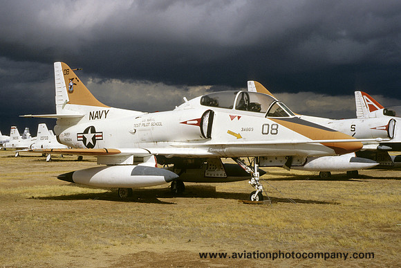 US Navy USNTPS Douglas TA-4J Skyhawk 153524/08 at AMARC Davis Monthan (2000)