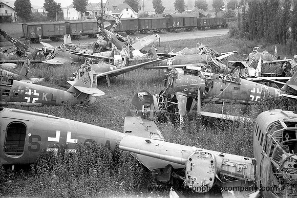 Luftwaffe wrecks at Klagenfurt (1947)