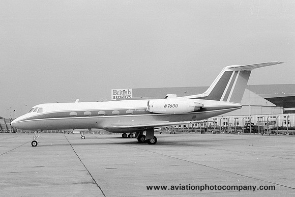 Gulfstream II N760U at London Heathrow (1978)