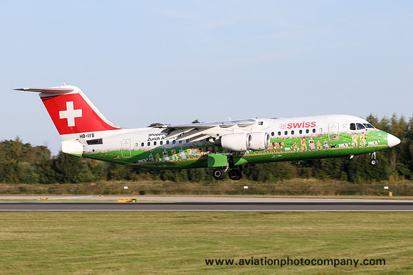 Swiss International Airlines BAe 146 RJ-100 HB-IYS at Manchester IAP (2016)