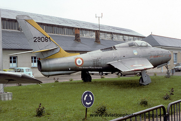French Air Force Republic F-84F 29061 displayed at Chateaudun (1977)