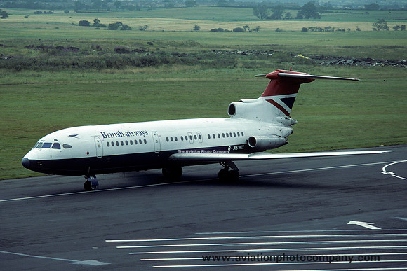 British Airways Hawker Siddeley HS.121 Trident 1E G-ASWU at Newcastle (1979)