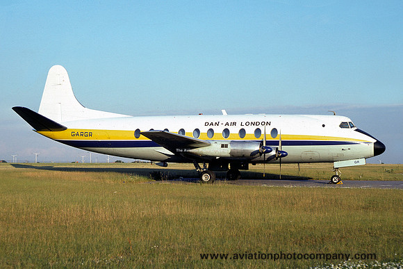 Dan Air London Vickers 708 Viscount G-ARGR at East Midlands (1977)