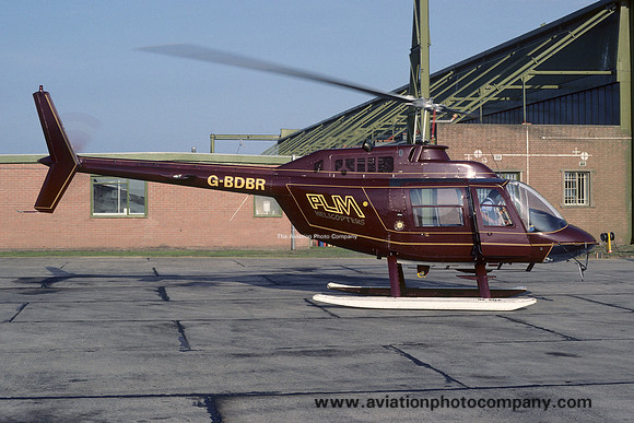 PLM Helicopters Agusta-Bell 206B JetRanger II G-BDBR at RAF Lossiemouth (1984)