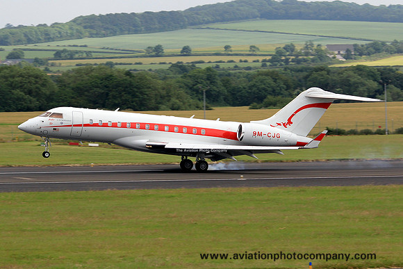 Air Asia/Caterham Bombardier BD-700 Global Express 9M-CJG at Prestwick (2013)