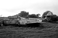 RAF Gloster Meteor T.7 WA697 at the Catterick Fire School (1976)