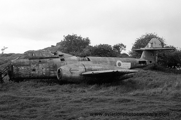 RAF Gloster Meteor T.7 WA697 at the Catterick Fire School (1976)