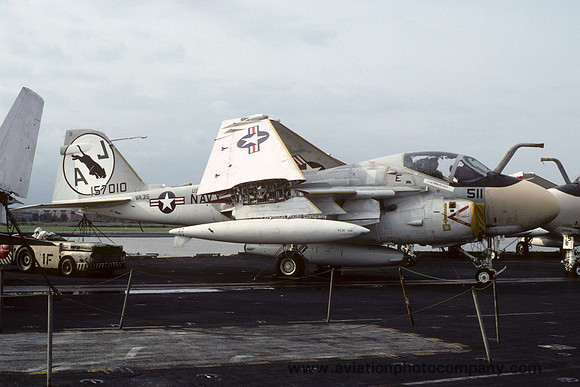 US Navy VA-35 Grumman A-6E Intruder 157010/AJ-511 on board USS Nimitz (1980)