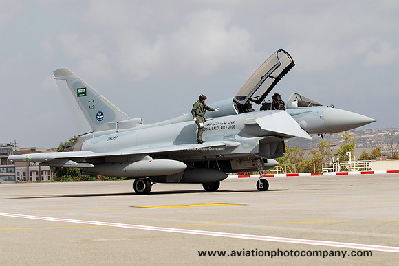 Royal Saudi Air Force BAE Typhoon T.3 319/ZK087 on delivery through Malta Luqa (2013)