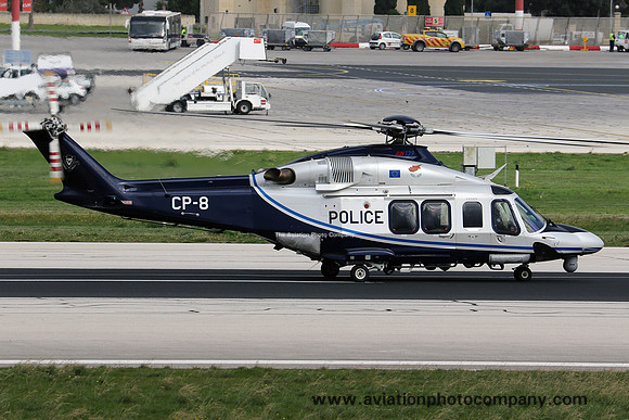 Cypriot Police AgustaWestland AW-139 CP-8 at Malta Luqa IAP (2024)