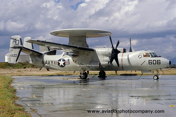 US Navy VAW-120 Grumman E-2C Hawkeye 162800/AD-606 at AMARC Davis Monthan (2000)