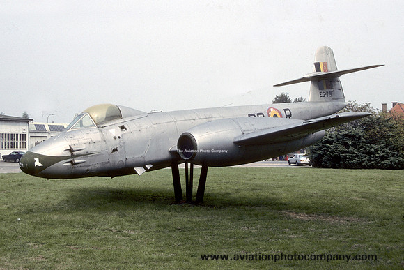 Belgian Air Force Gloster Meteor F.8 EG-79 displayed at Brustem (1989)