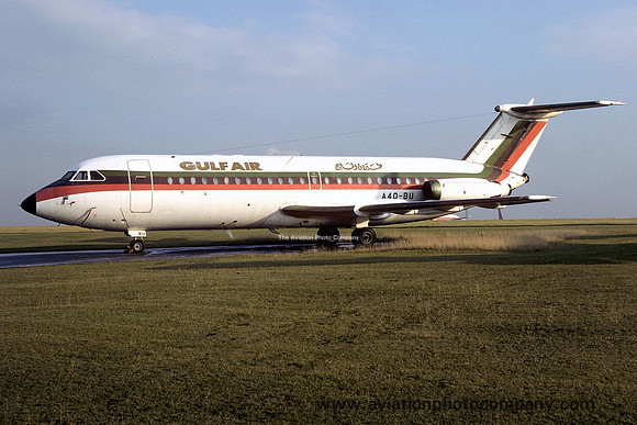 Gulf Air BAC-111 A4O-BU at East Midlands (1977)