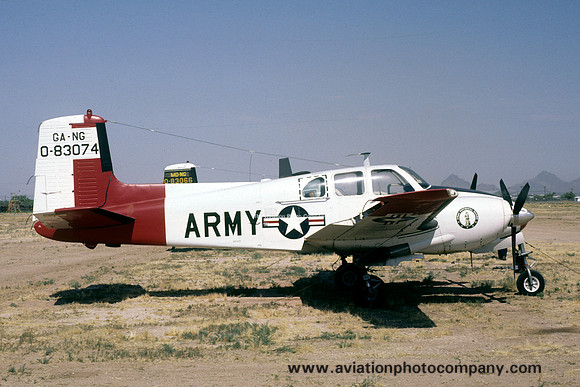 US Army Georgia ArNG Beech U-8D Seminole 58-3074 at MASDC Davis Monthan (1978)