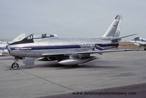 Flight Systems Inc Canadair CL-13 Sabre Mk5 N86FS at Mojave (1977)