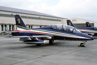 Italian Air Force Frecce Tricolori Aermacchi MB-339A MM54536/9 at IAT Fairford (1987)
