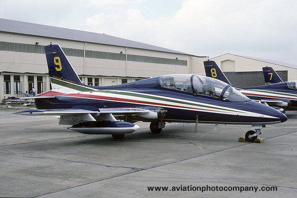 Italian Air Force Frecce Tricolori Aermacchi MB-339A MM54536/9 at IAT Fairford (1987)