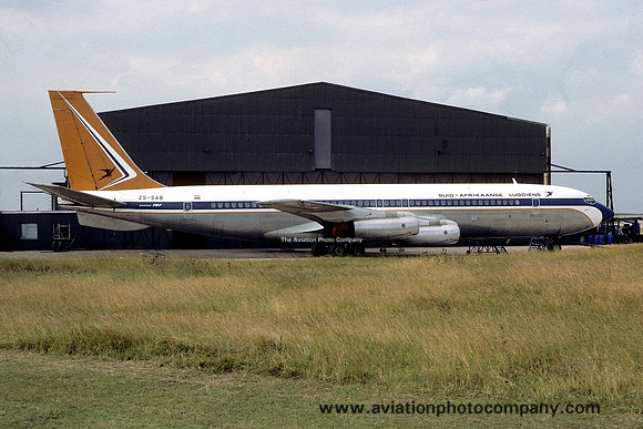 South African Airways Boeing 707-300 ZS-SAB at East Midlands (1977)