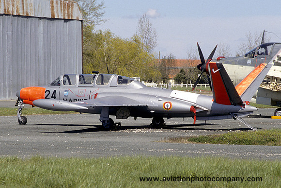 French Navy 59S Fouga CM.175 Zephyr 24 displayed at Rochefort (1987)