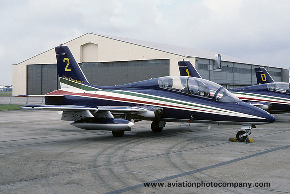 Italian Air Force Frecce Tricolori Aermacchi MB-339A MM54484/2 at IAT Fairford (1987)