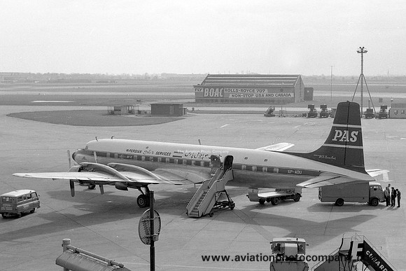 Persian Air Services Douglas DC-7C EP-ADU at London Heathrow (1960)