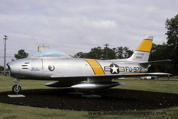 USAF North American F-86F Sabre 51-2972 displayed at Seymour Johnson AFB (1991)
