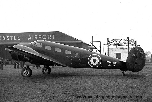 Royal Navy Beech Expeditor KP210 at Newcastle (1951)