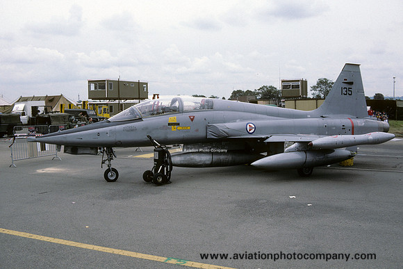 Norwegian Air Force 336 Skv Northrop F-5B Freedom Fighter 135 at IAT Fairford (1987)