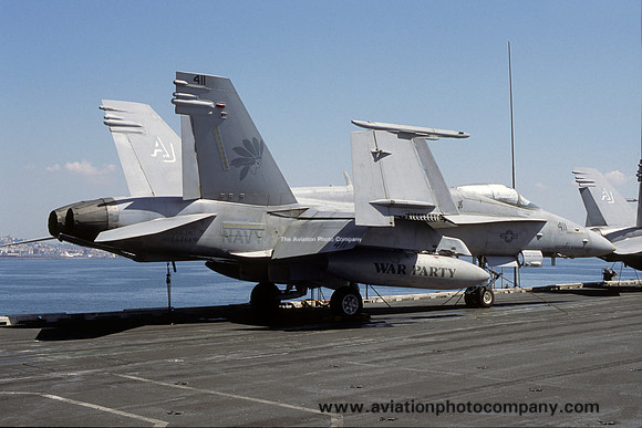 US Navy VFA-87 McDonnell Douglas F/A-18C Hornet 164669/AJ-411 on board USS Enterprise (2001)