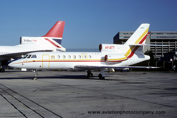 TRT Aeronautical Inc Dassault Falcon 50 VR-BTT at London Heathrow (1981)