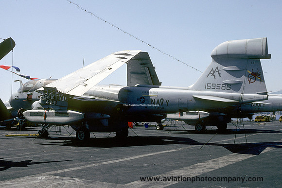 US Navy VAQ-132 Grumman EA-6B Prowler 159586/AA-621 on board USS Saratoga (1992)