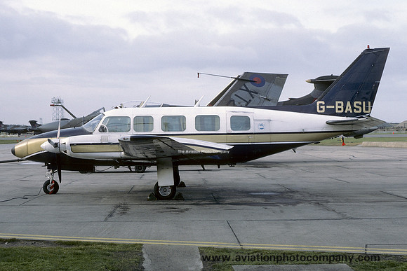 Piper PA-31-350 Navajo Chieftain G-BASU at RAF Lossiemouth (1985)