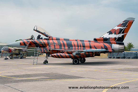 German Air Force Eurofighter EF-2000 30+09 in Bavarian Tiger scheme at the Nancy AB Airshow (2014)