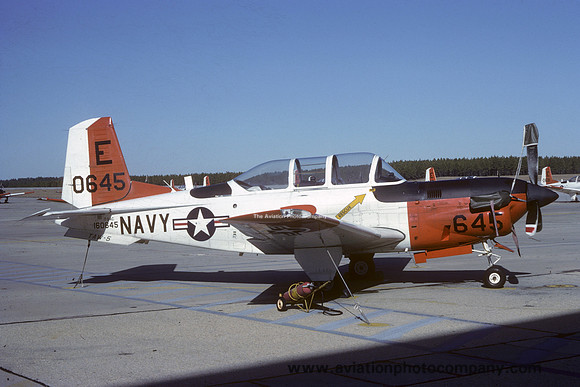 US Navy TAW-5 Beech T-34C Mentor 160645/E at NAS Whiting Field (1984)