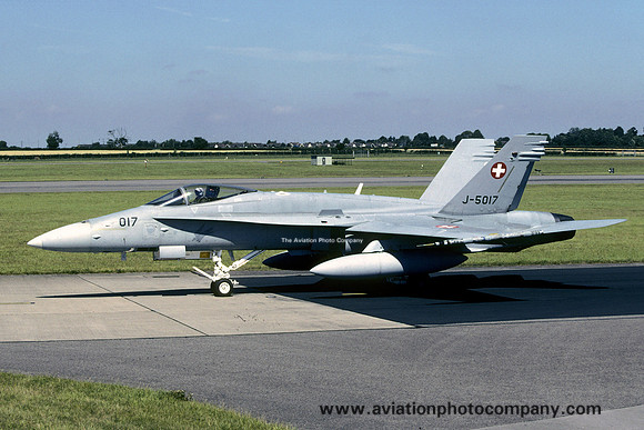 Swiss Air Force McDonnell Douglas F/A-18C Hornet J-5017 at RAF Waddington (2003)