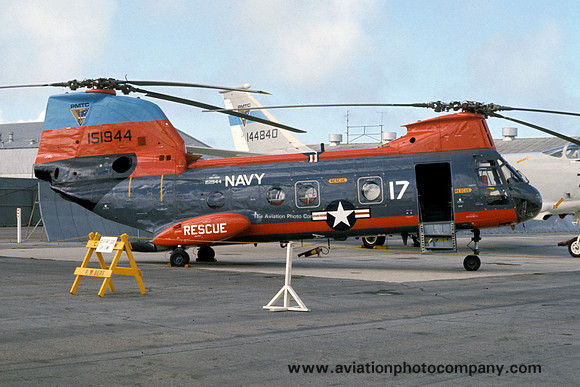 US Navy Pacific Missile Test Range Vertol CH-46A 151944/17 at Point Mugu (1975)