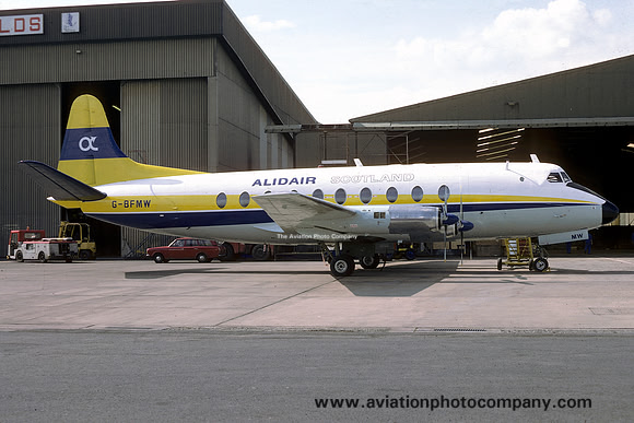 Alidair Scotland Vickers 735 Viscount G-BFMW at East Midlands (1978)