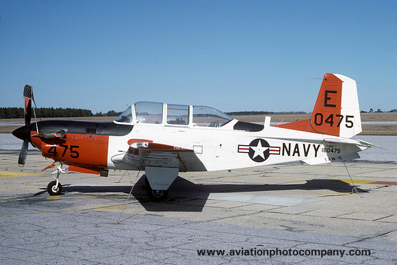 US Navy TAW-5 Beech T-34C Mentor 160475/E at NAS Whiting Field (1984)