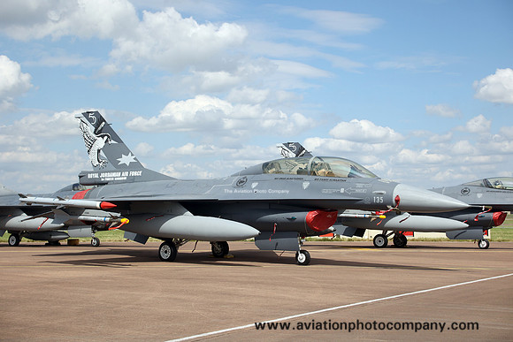 Jordanian Air Force 1 Squadron GD F-16BM 135 at RIAT Fairford (2024)