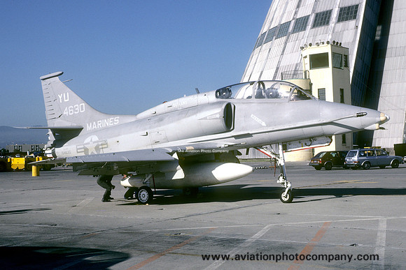 US Marines H&MS-13 Douglas OA-4M Skyhawk 154630/YU at NAS Moffett Field (1980)