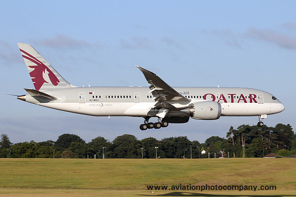 Qatar Airways Boeing 787-8 A7-BCJ at Birmingham IAP (2016)