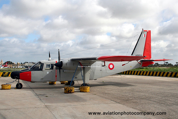 Maltese Defence Force Air Wing BN-2 Islander AS9516 at Luqa (2014)