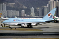 Korean Air Boeing 747SP-B5 HL7456 at Hong Kong (1992)