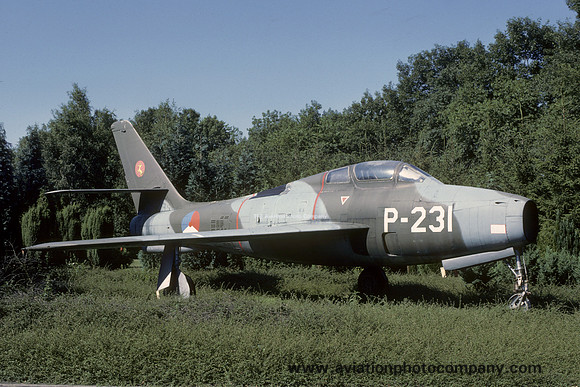 Dutch Air Force 314 Squadron Republic F-84F P-231 displayed at Eindhoven (1986)