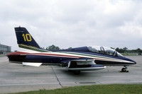 Italian Air Force Frecce Tricolori Aermacchi MB-339A MM54482/10 at IAT Fairford (1987)
