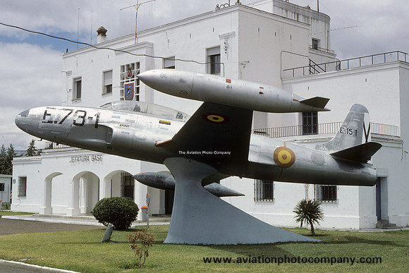 Spanish Air Force Lockheed T-33A Shooting Star E.15-1 displayed at Talavera (1987)