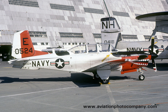 US Navy TAW-5 Beech T-34C Mentor 160524/E at NAS Moffett Field (1980)